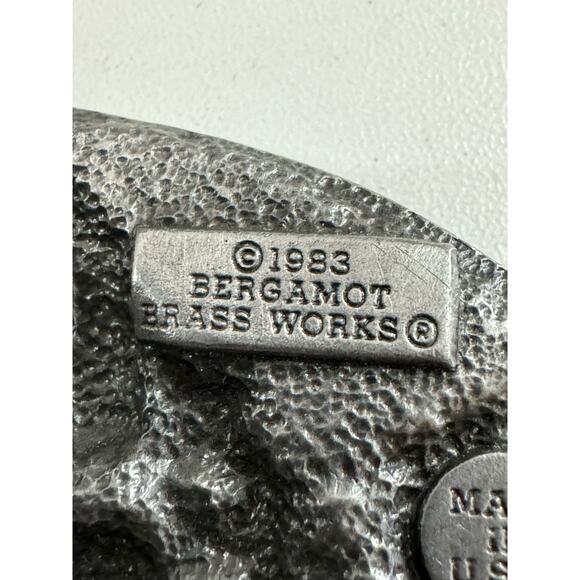 Bergamot 1983 Vintage Brass Works Belt Buckle Sailing Ship w/Belt - Picture 4 of 6